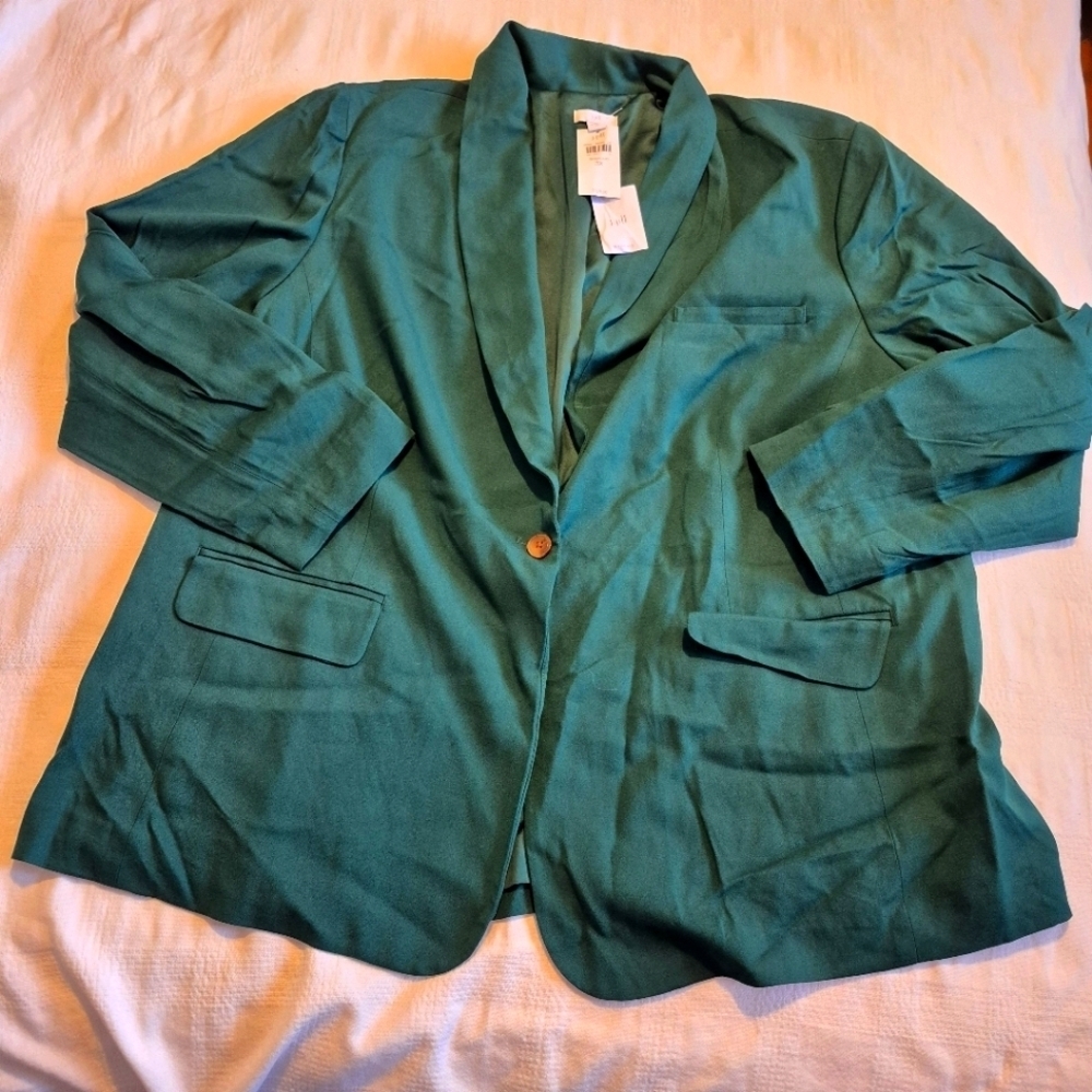 J. Jill Woman's size 3X Jacket Blazer Celtic Dress Coat Kelly Green Boxwood NWT